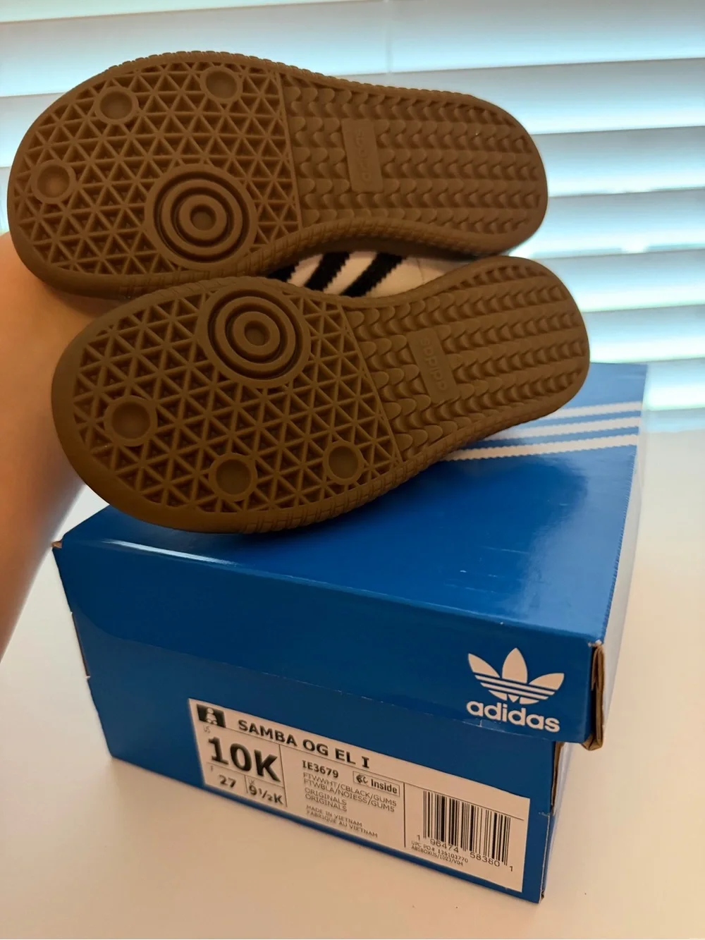 Adidas Kids Samba OG EL I Sneakers in White, Black, and Brown